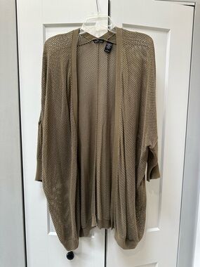 Moda International Open Weave Cardigan in olive